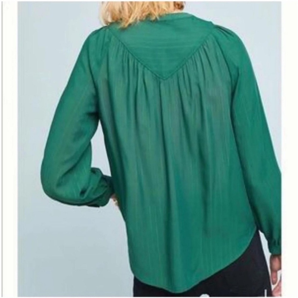 Maeve Avignon Emerald Green Button Down Blouse - Picture 3 of 7